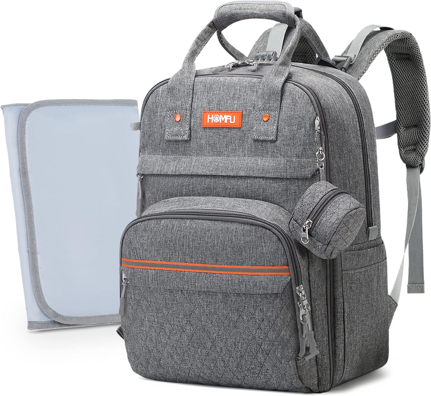 Homfu Diaper Bag Backpack Mommy Hospital Baby Bags For Boys Girl Travel Backpacks Mom Grey Dad Diaper Bag Tote Baby Registery Waterproof Fashion Maternity Baby Diaper Bag Tote