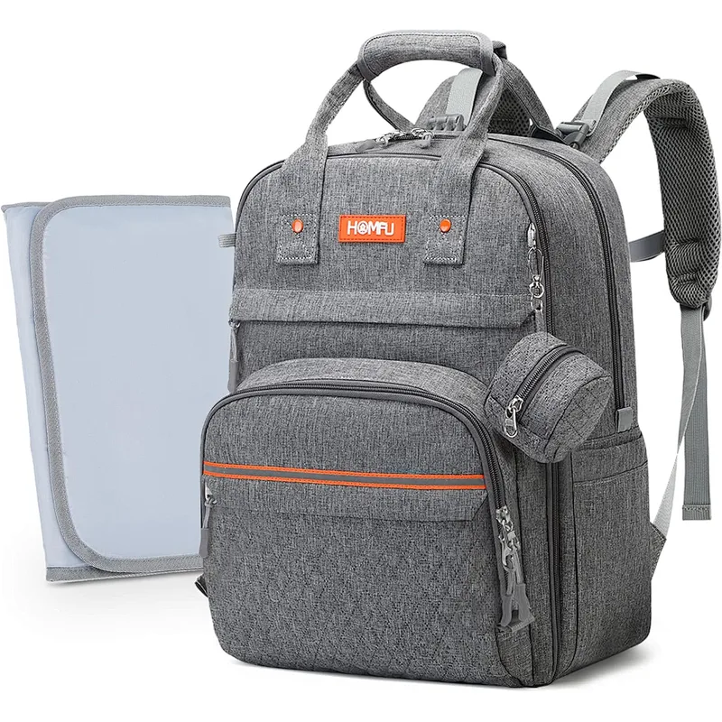 Homfu Diaper Bag Backpack Mommy Hospital Baby Bags For Boys Girl Travel Backpacks Mom Grey Dad Diaper Bag Tote Baby Registery Waterproof Fashion Maternity Baby Diaper Bag Tote
